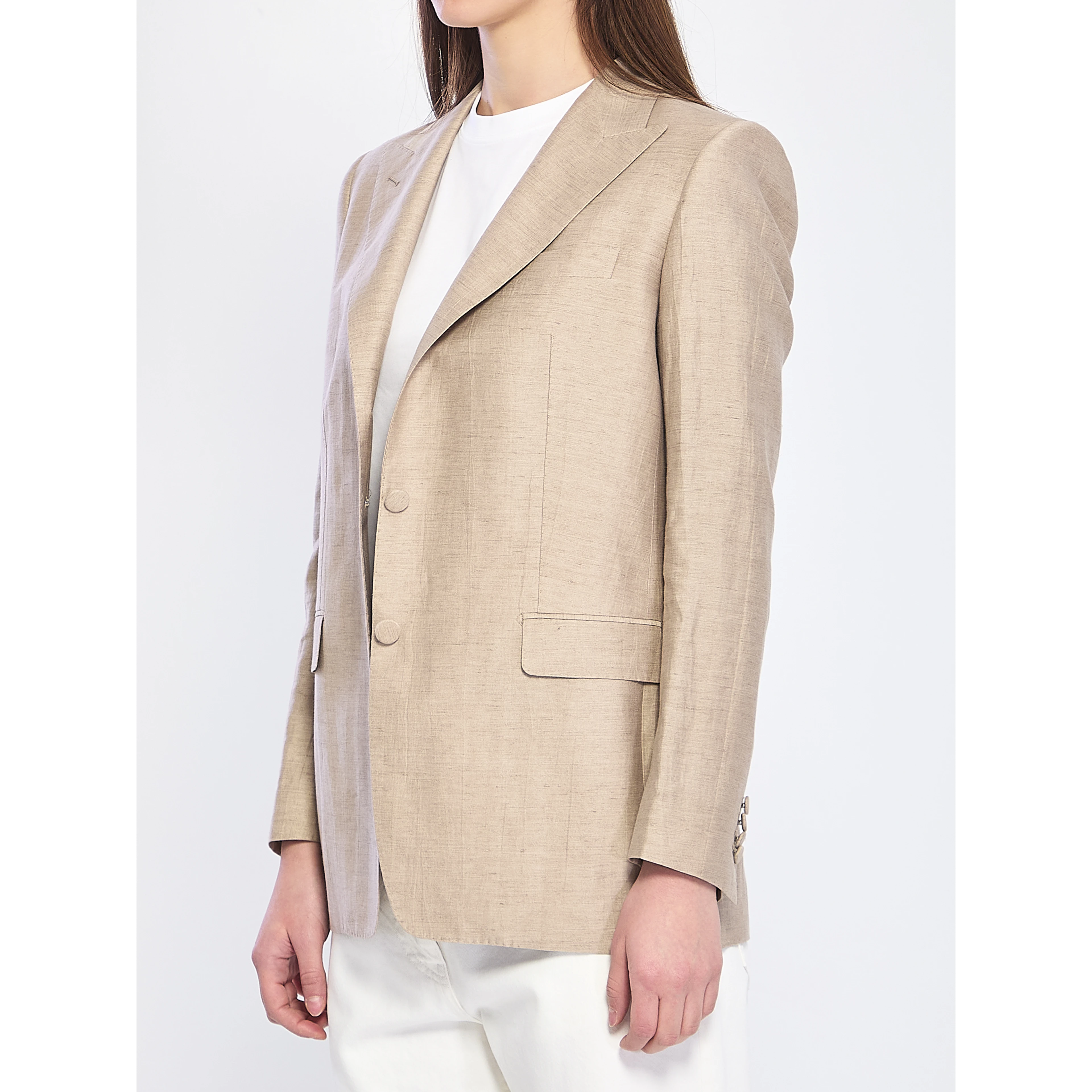 Single-breasted linen blend jacket