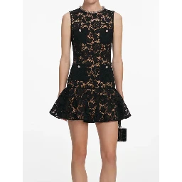 Black crystal lace mini dress