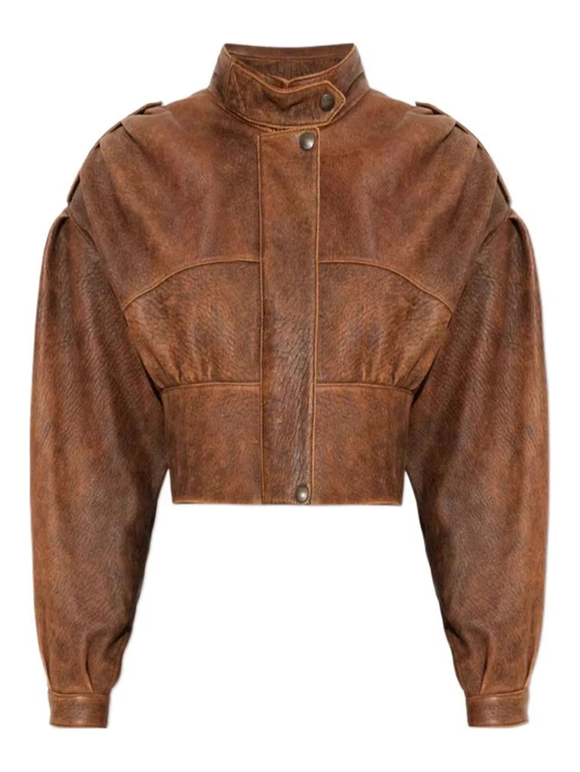 Leather bomber jacket