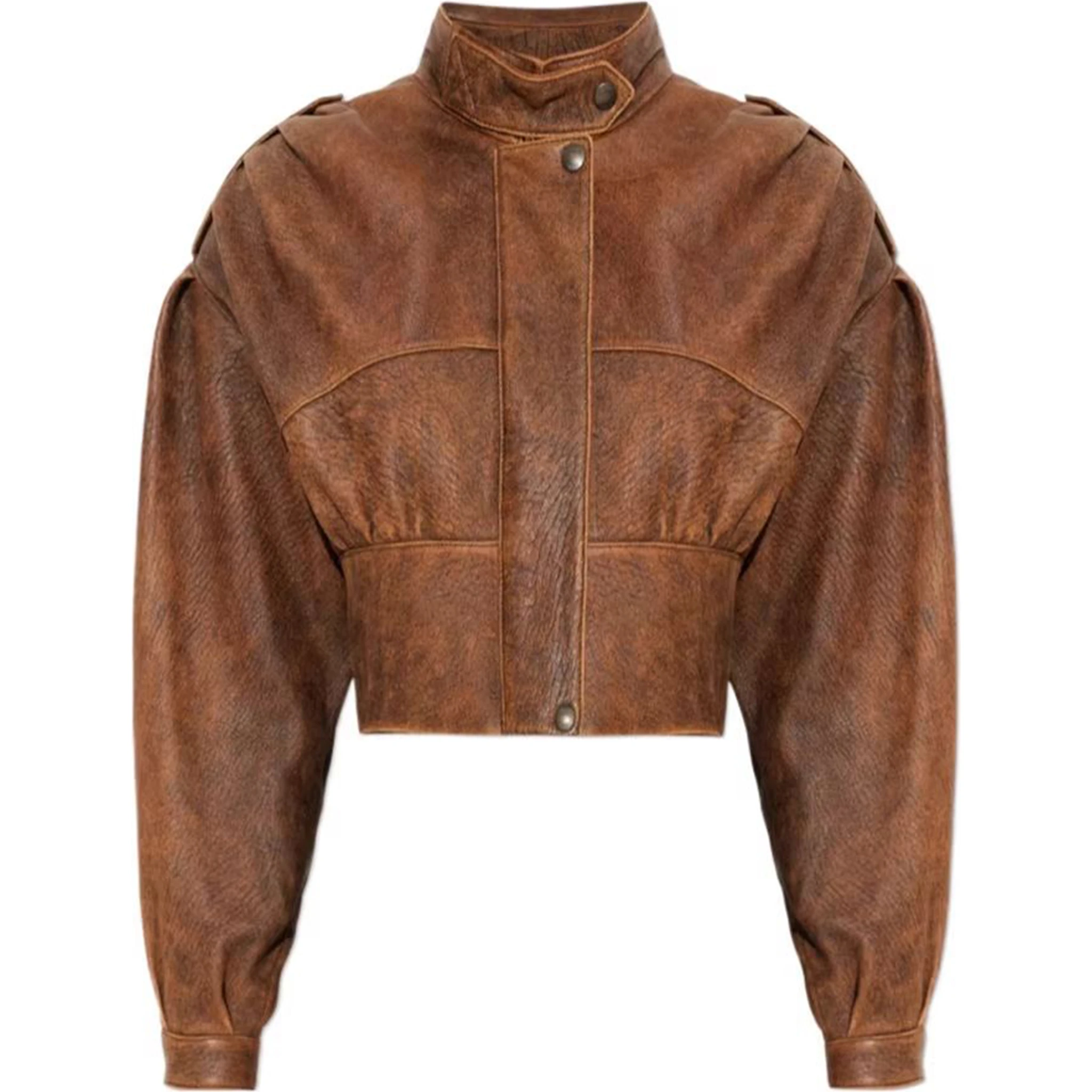 Leather bomber jacket