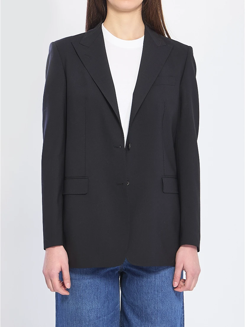 Single-breasted bi-stretch wool jacket