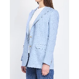 Single-breasted stretch linen and cotton jacket