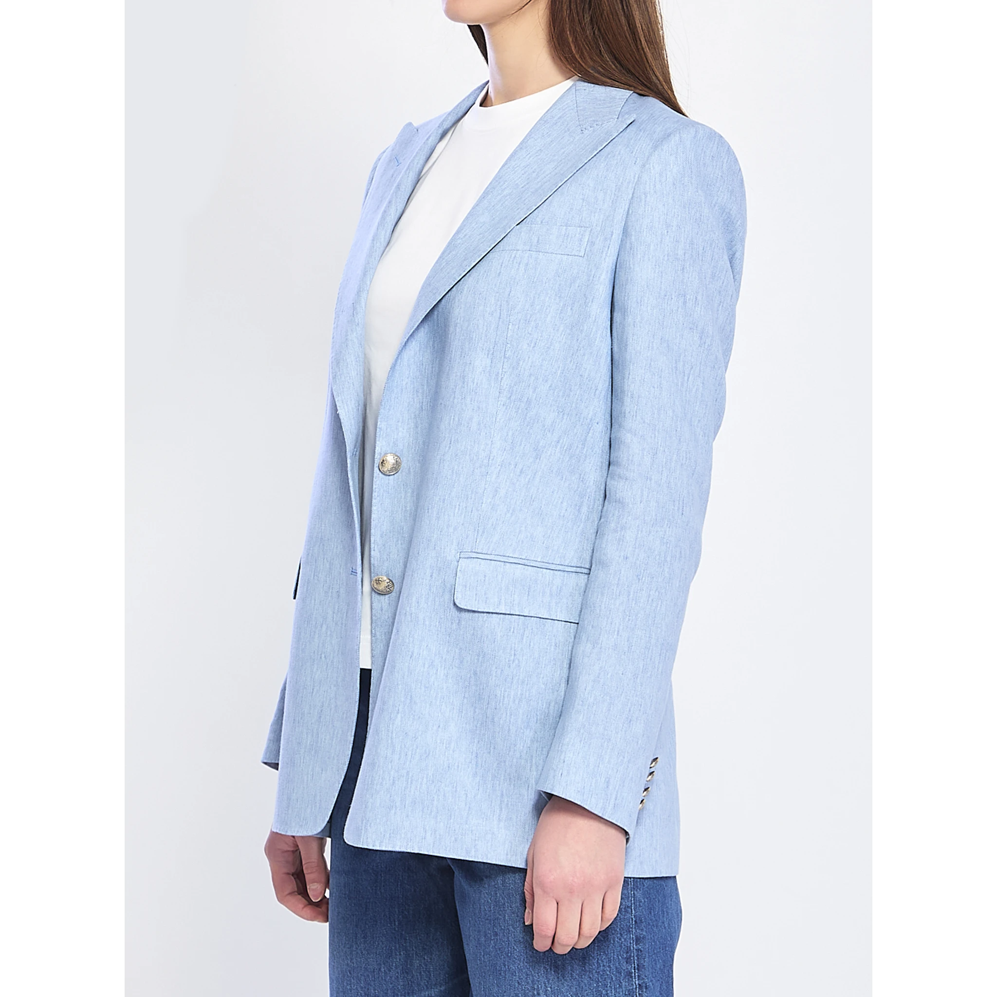 Single-breasted stretch linen and cotton jacket
