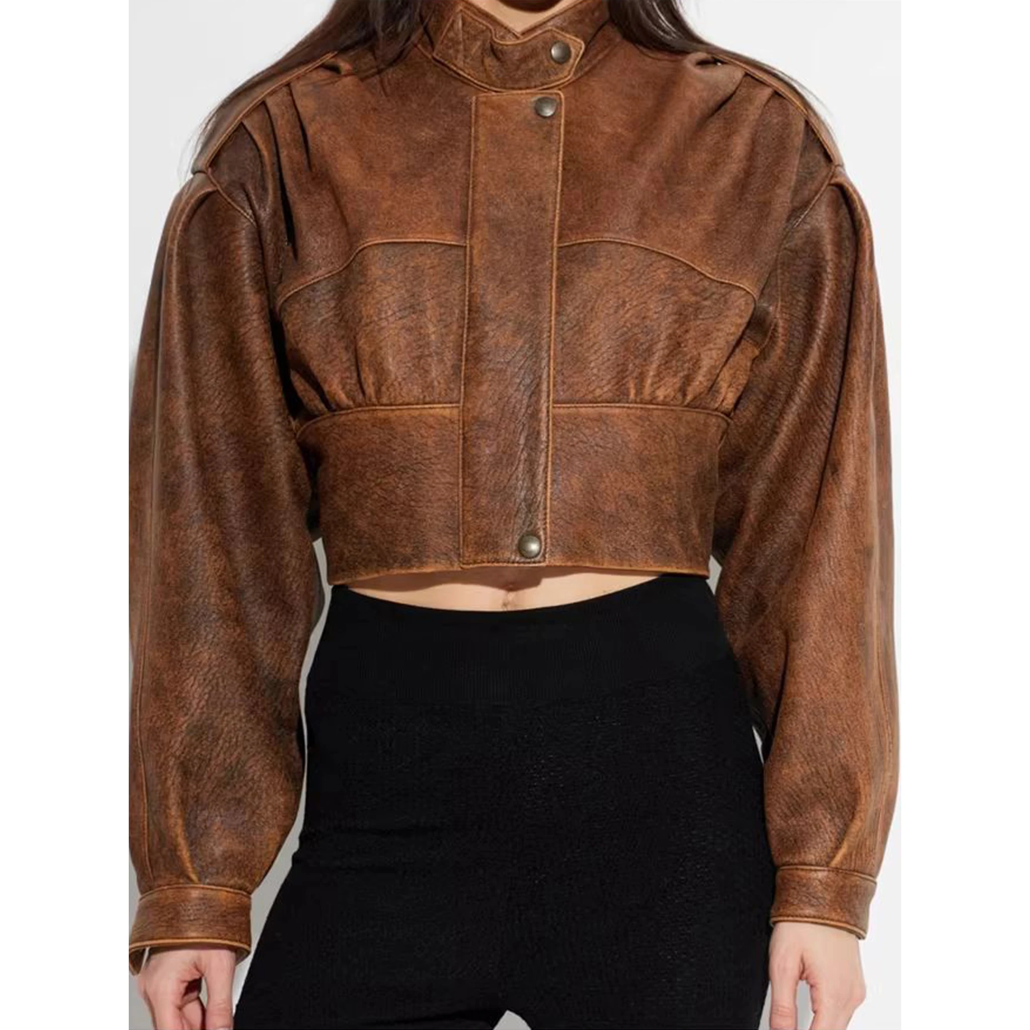 Leather bomber jacket