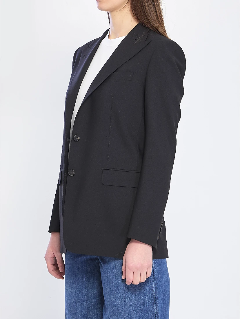 Single-breasted bi-stretch wool jacket