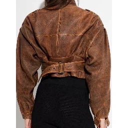 Leather bomber jacket
