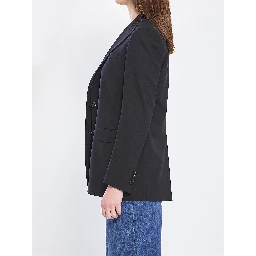 Single-breasted bi-stretch wool jacket