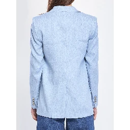 Single-breasted stretch linen and cotton jacket