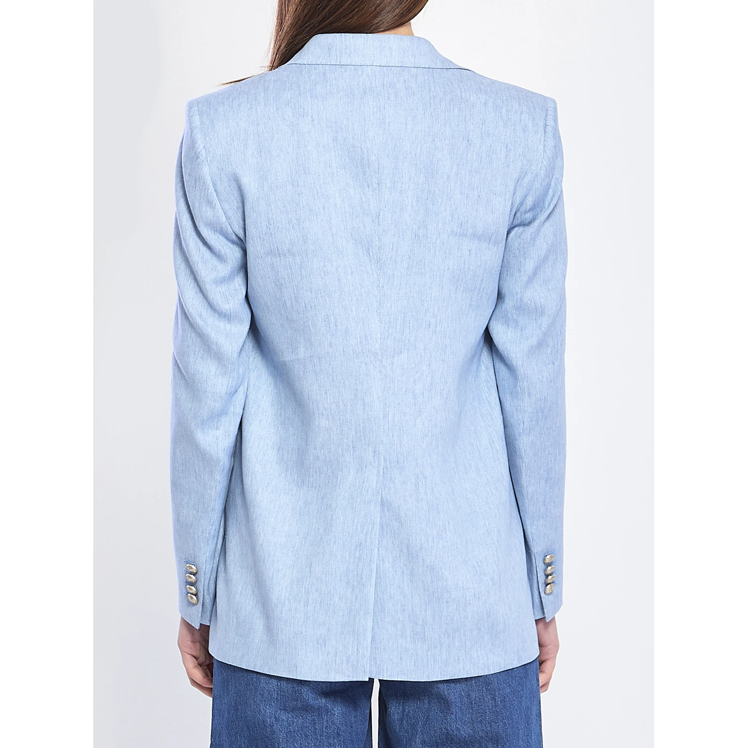 Single-breasted stretch linen and cotton jacket