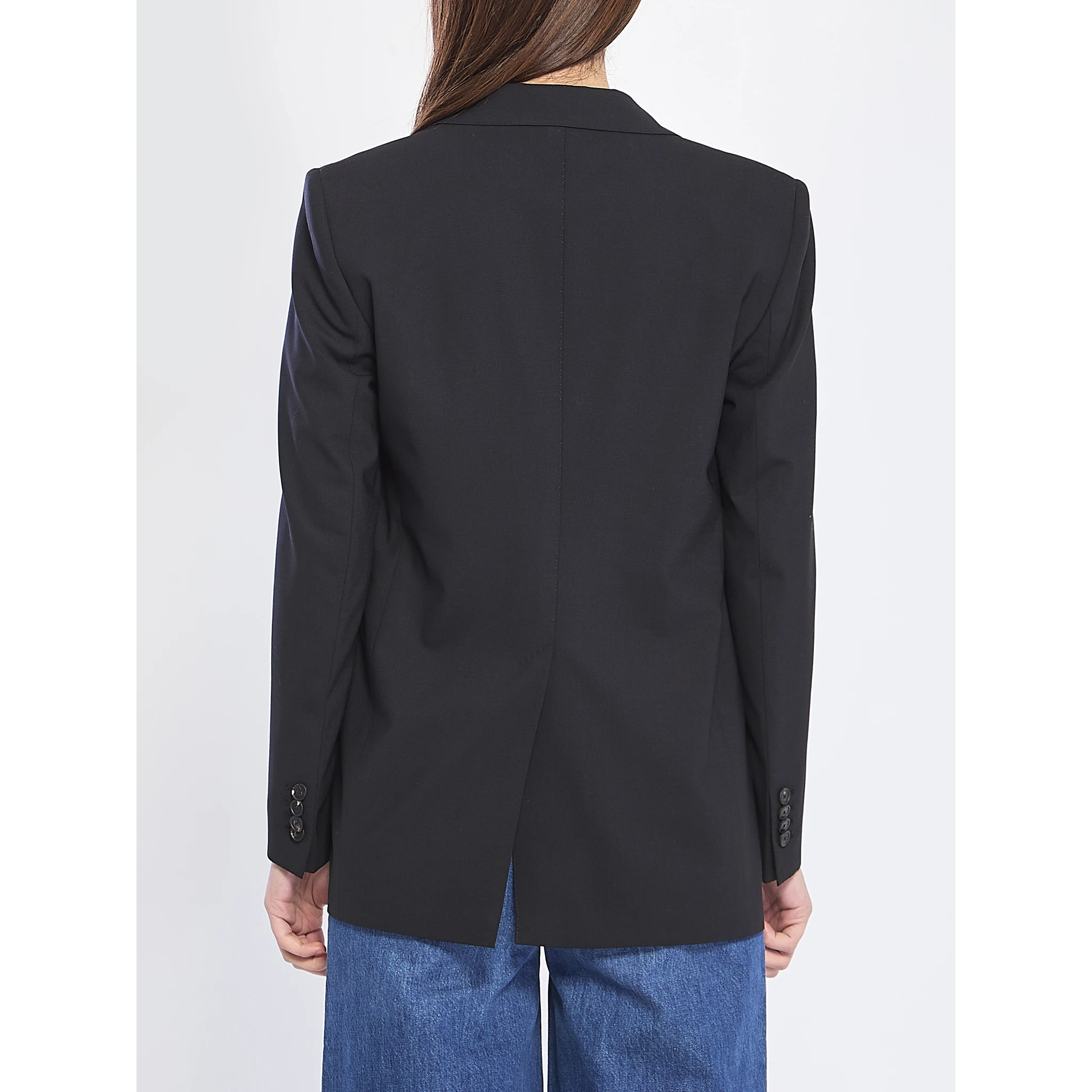 Single-breasted bi-stretch wool jacket