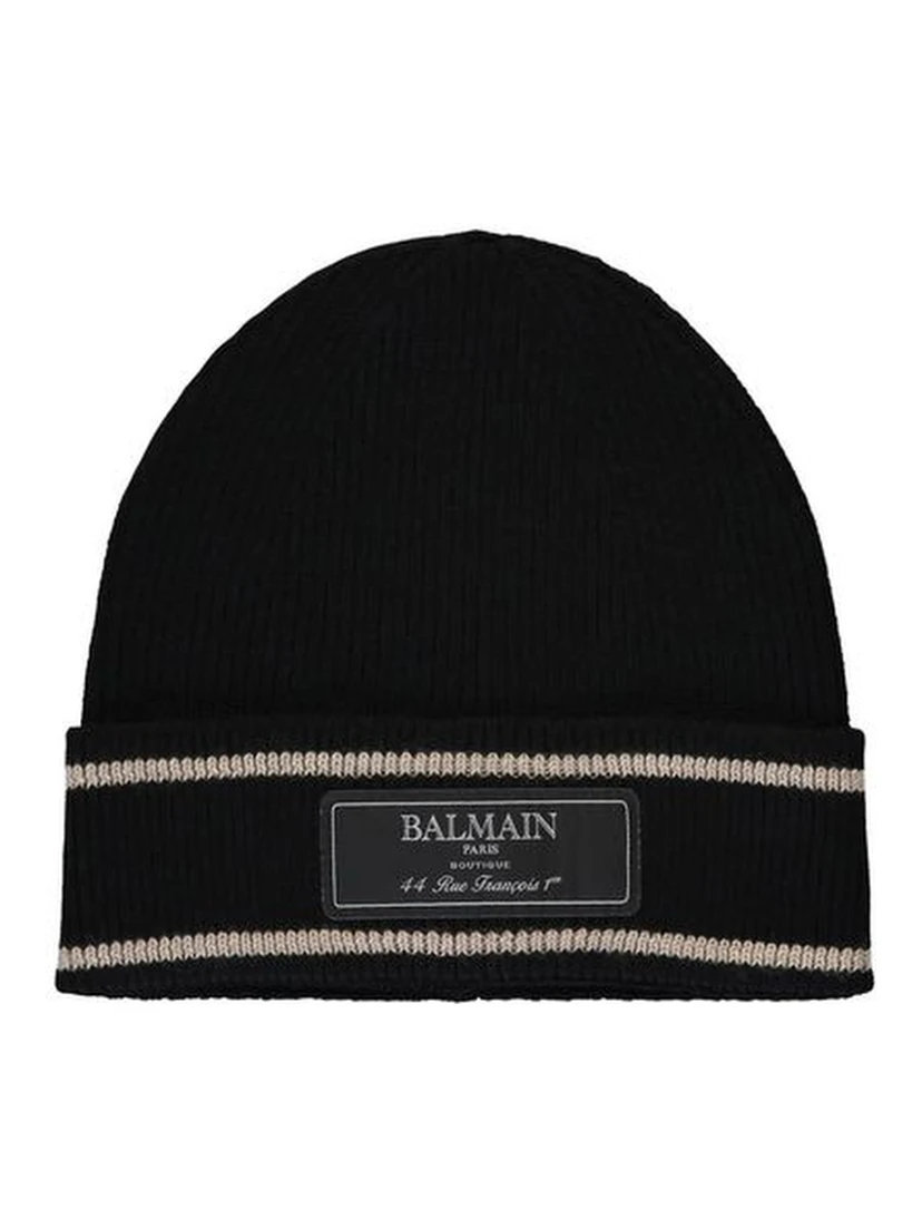 Black Merino Wool Beanie