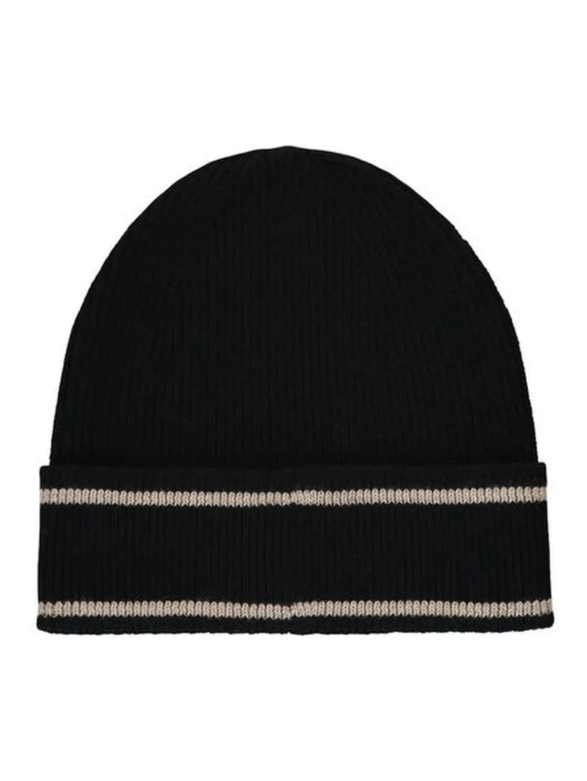 Black Merino Wool Beanie