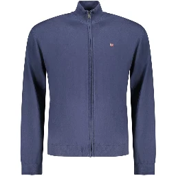 Blue Cotton Men Cardigan