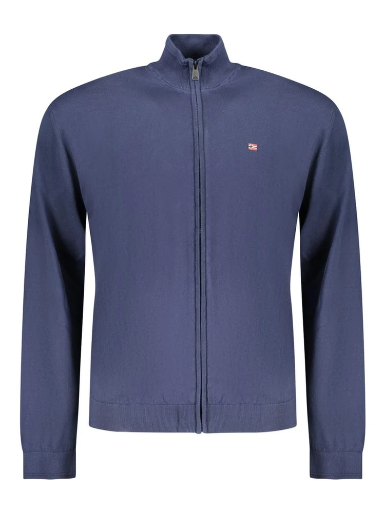 Blue Cotton Men Cardigan