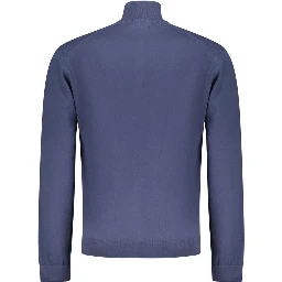 Blue Cotton Men Cardigan