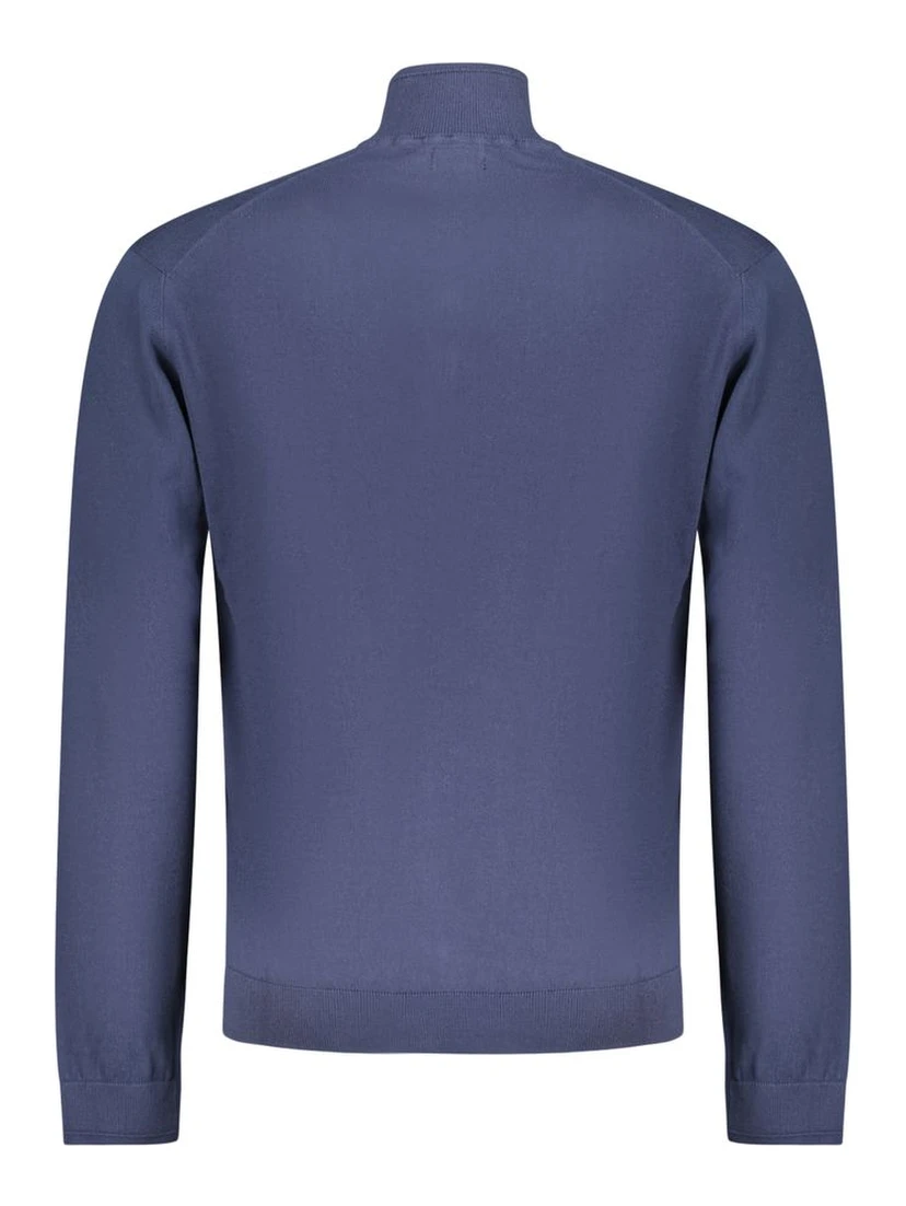 Blue Cotton Men Cardigan