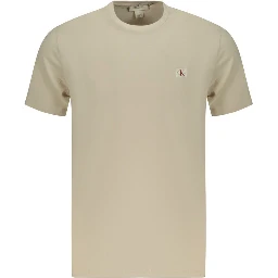 Beige Cotton Men T-Shirt