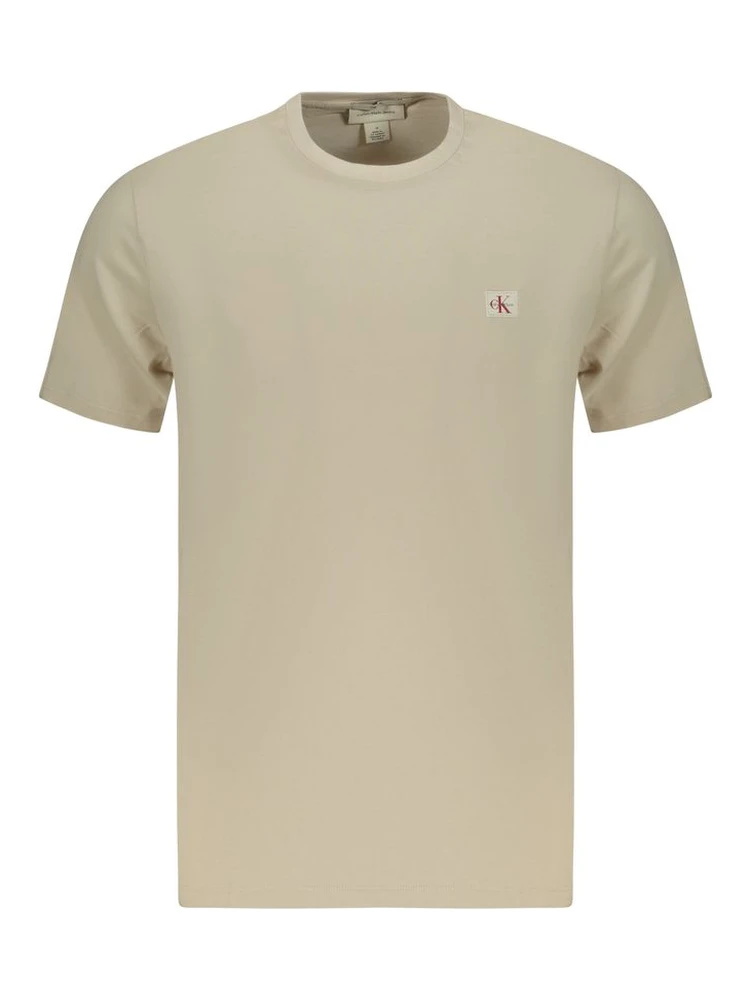 Beige Cotton Men T-Shirt