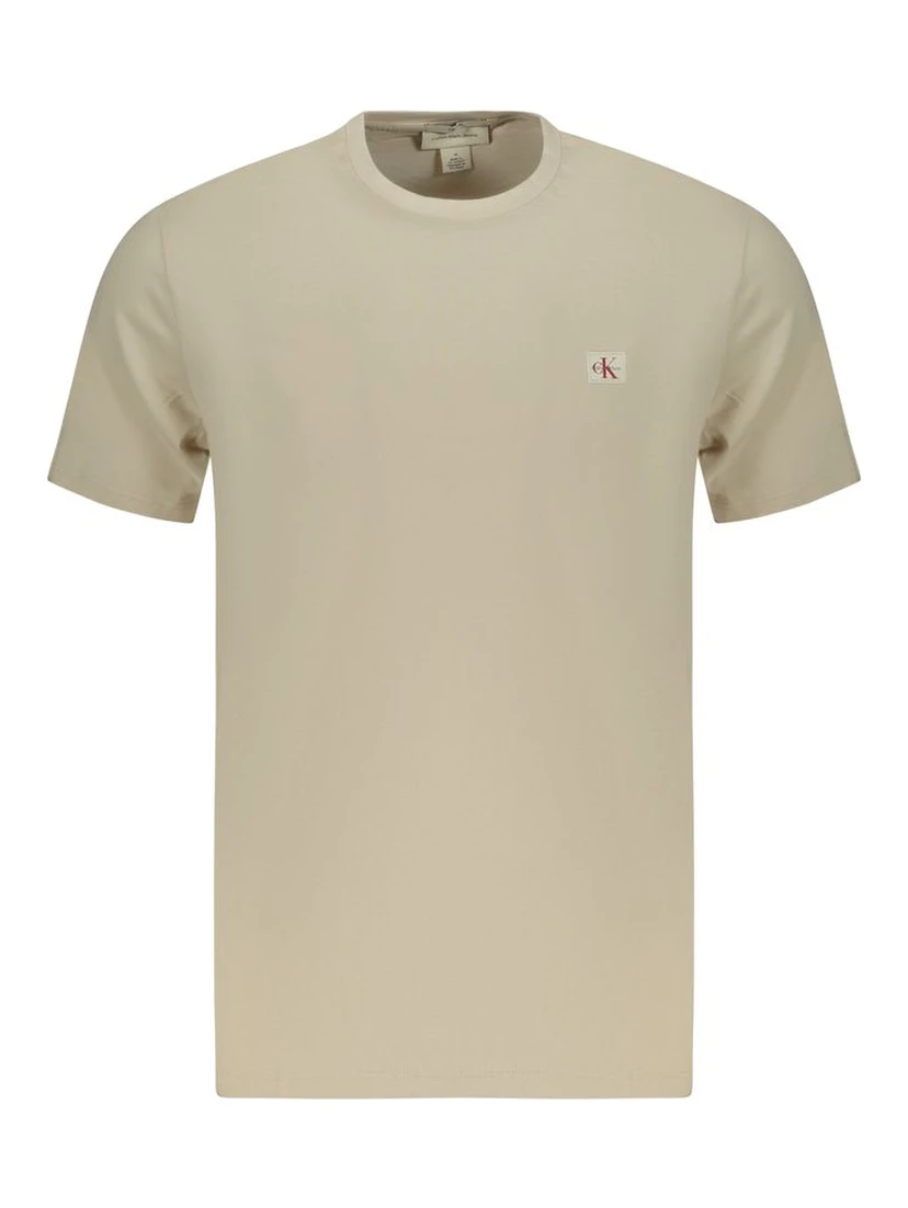 Beige Cotton Men T-Shirt