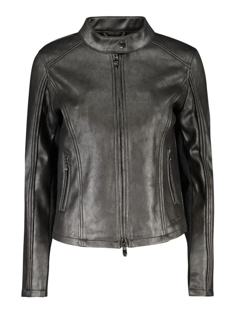 Black Polyester Women Jacket