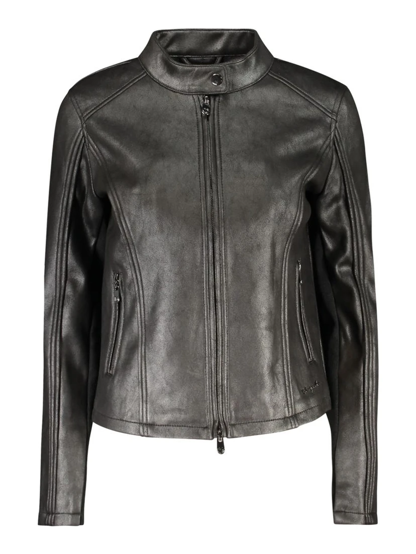 Black Polyester Women Jacket