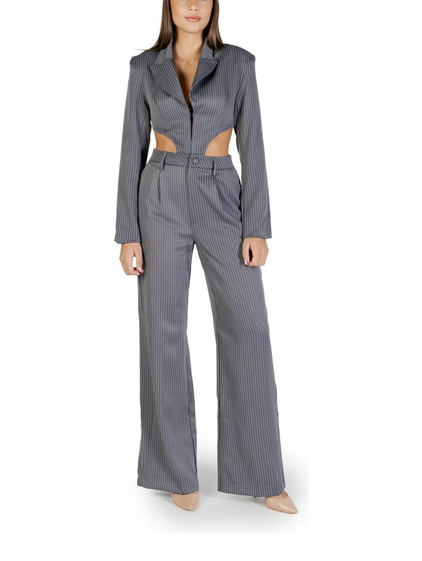 Gray Polyester Jumpsuit