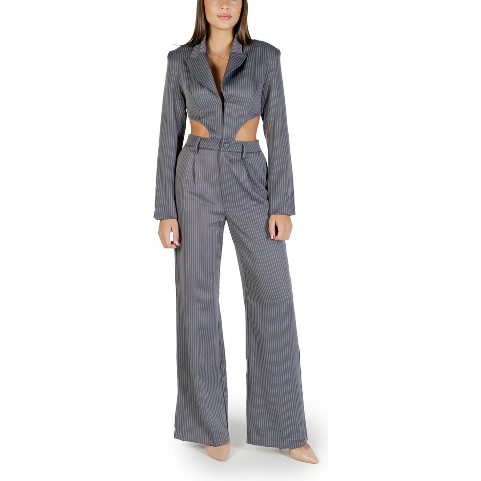 Gray Polyester Jumpsuit