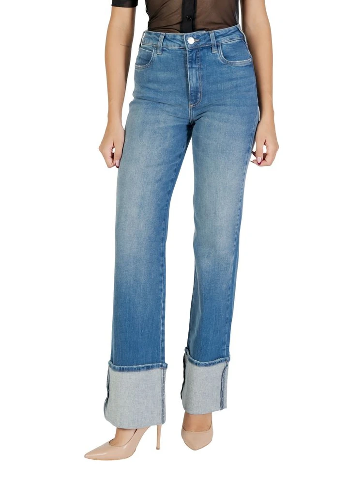 Blue Cotton Bootcut Jeans
