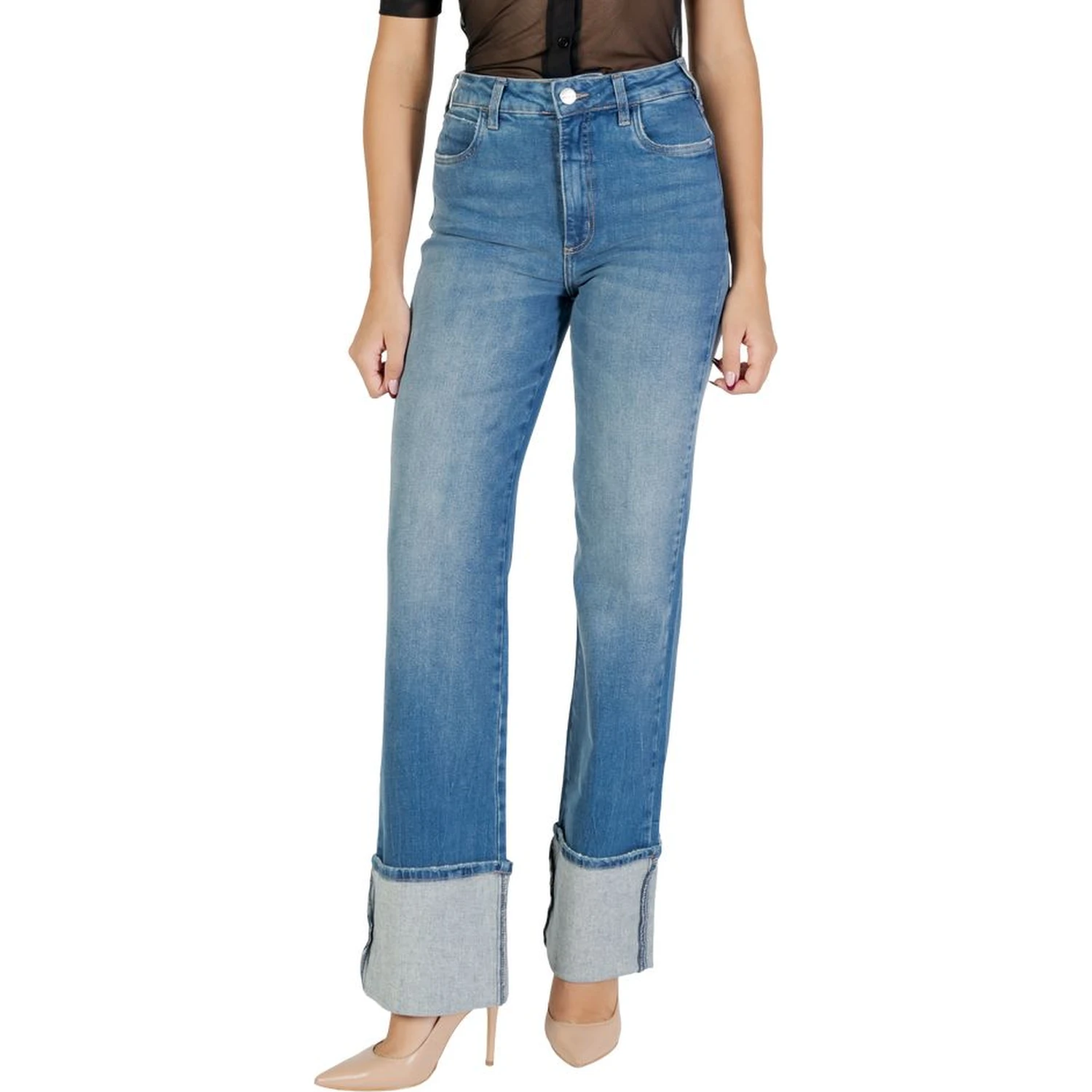 Blue Cotton Bootcut Jeans