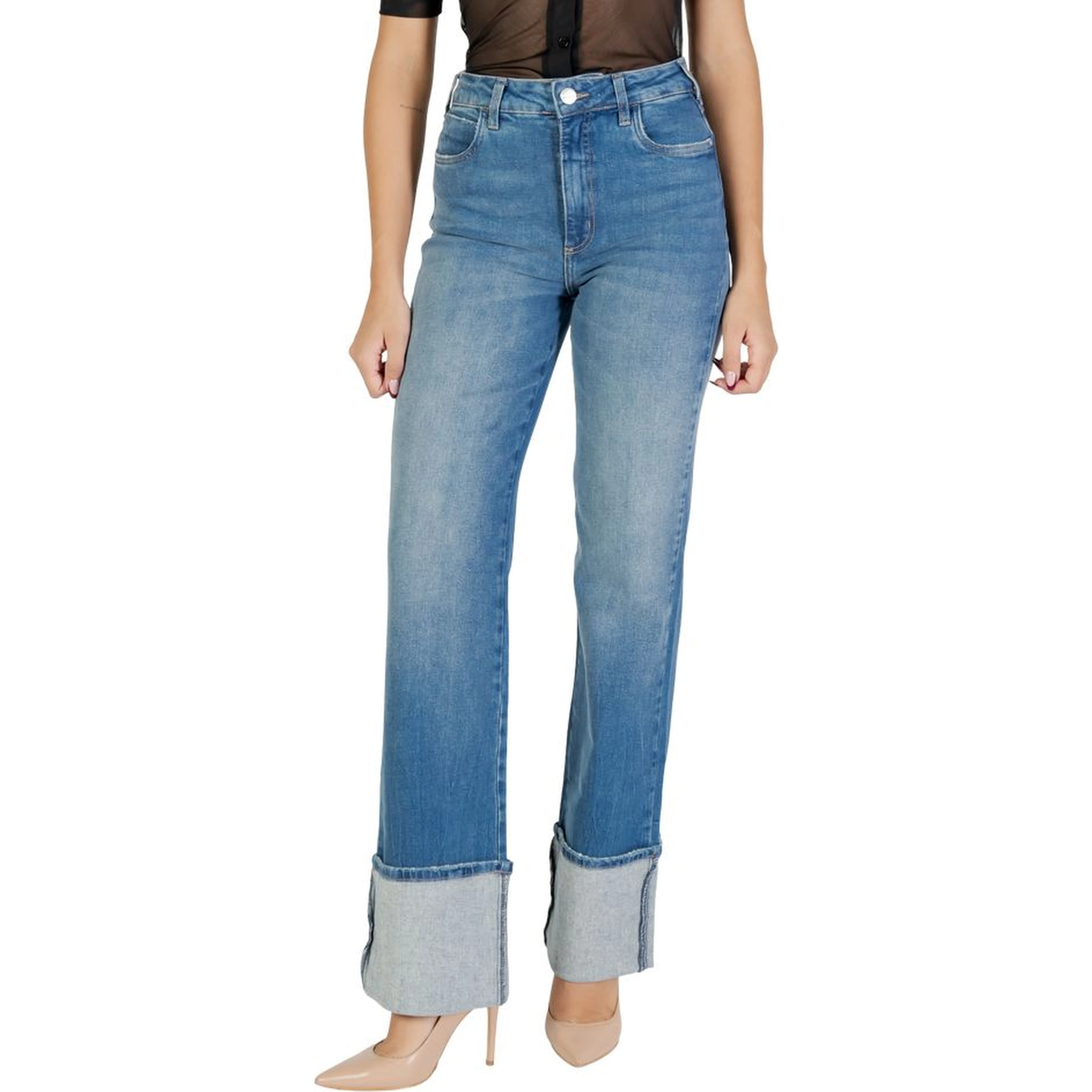 Blue Cotton Bootcut Jeans