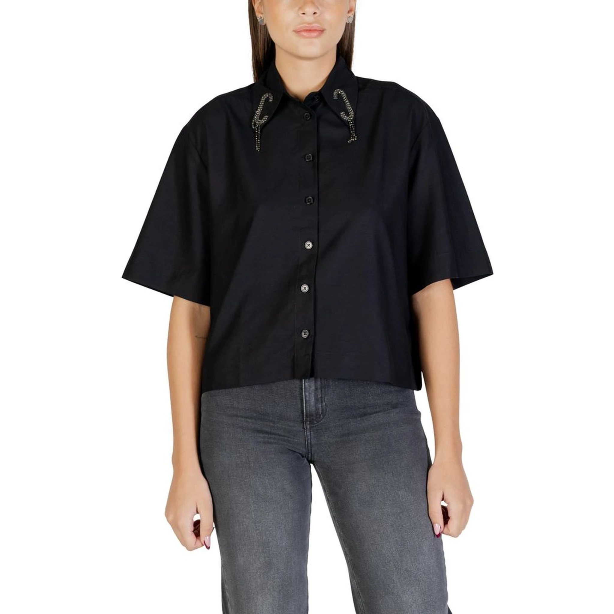 Black Viscose Shortsleeve Shirt