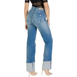 Blue Cotton Bootcut Jeans