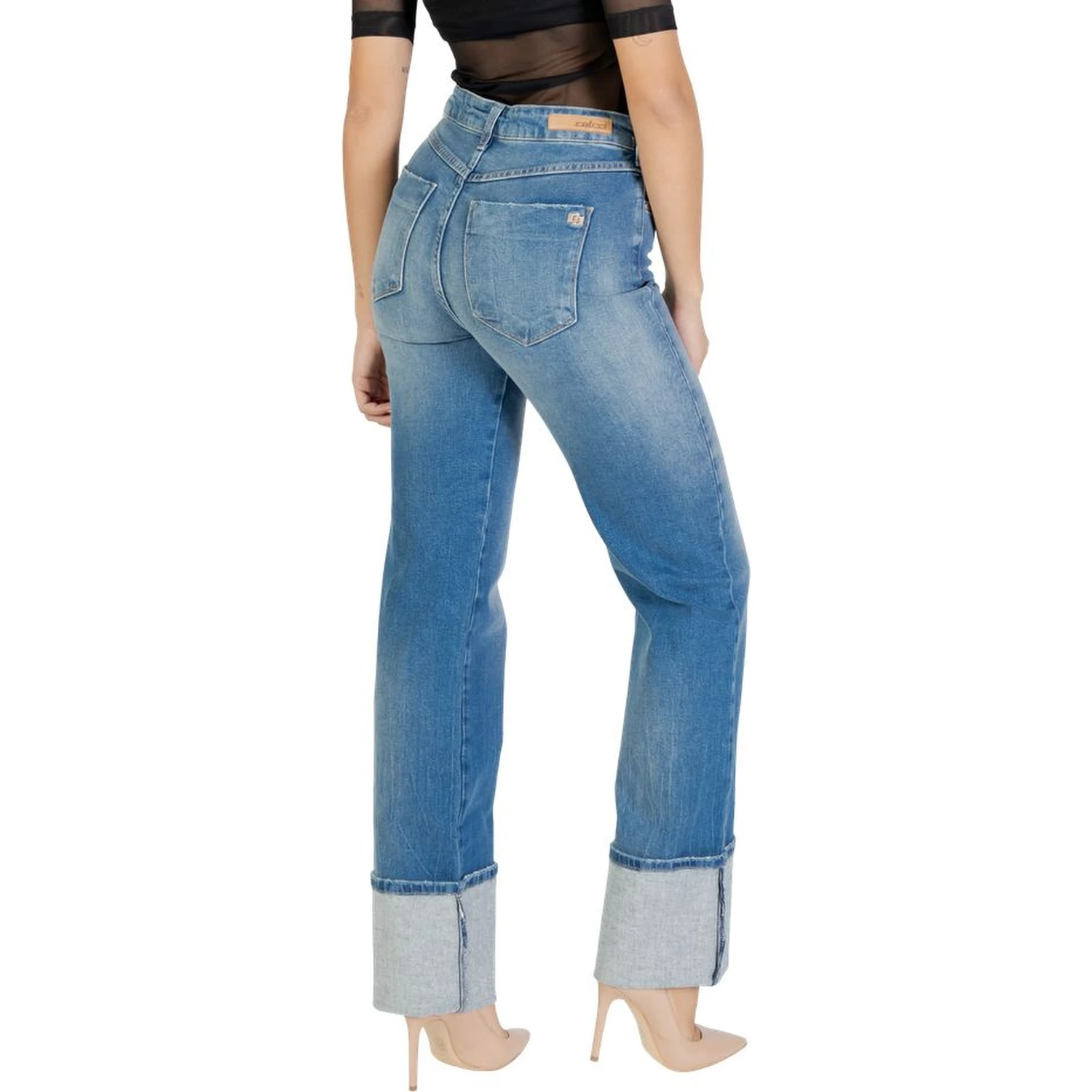 Blue Cotton Bootcut Jeans