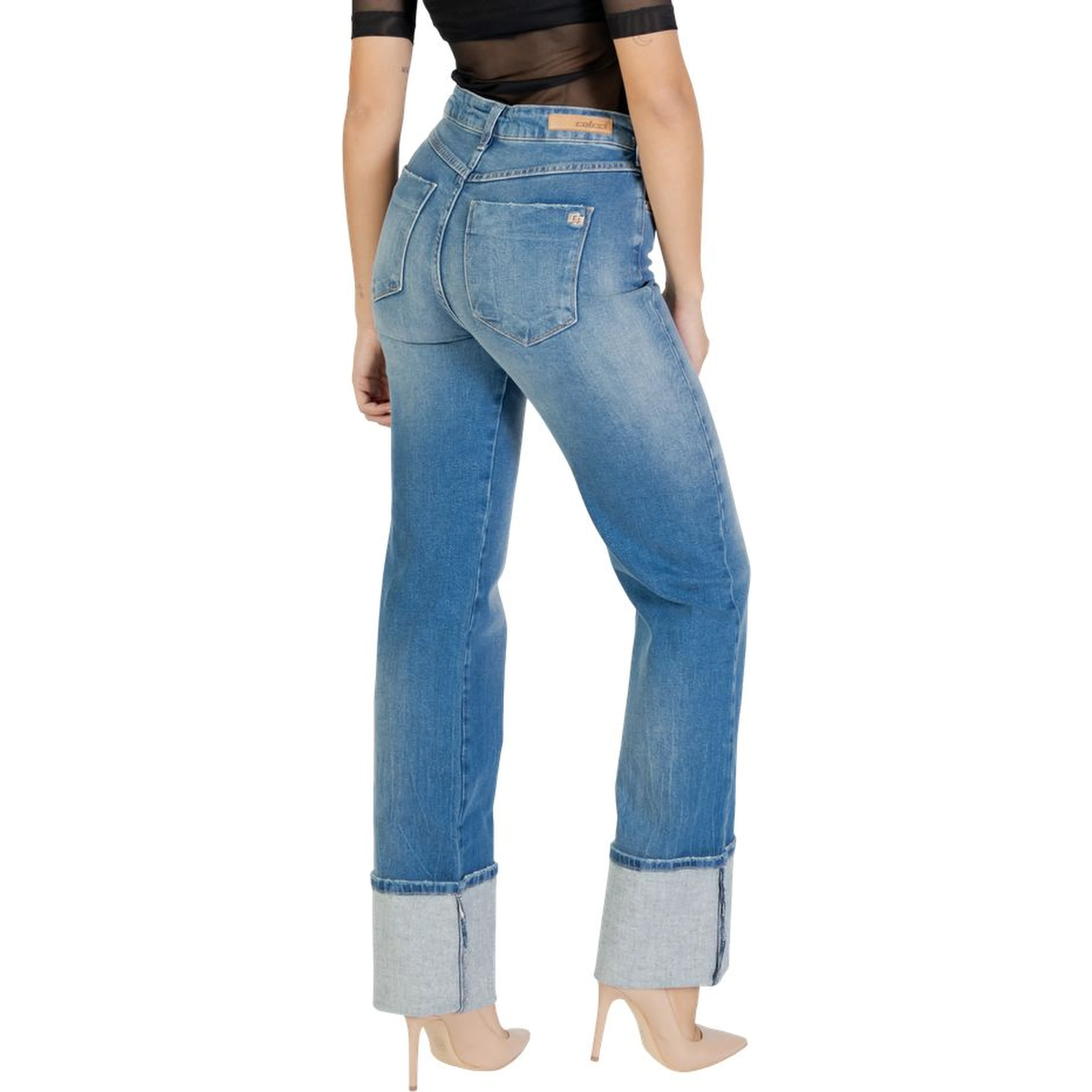 Blue Cotton Bootcut Jeans