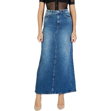 Blue Cotton Long Skirt