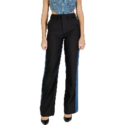 Black Polyester Mom Jeans