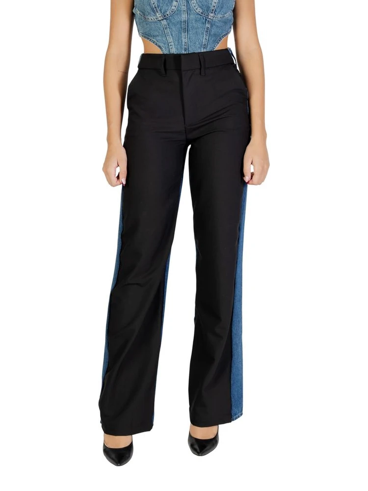 Black Polyester Mom Jeans