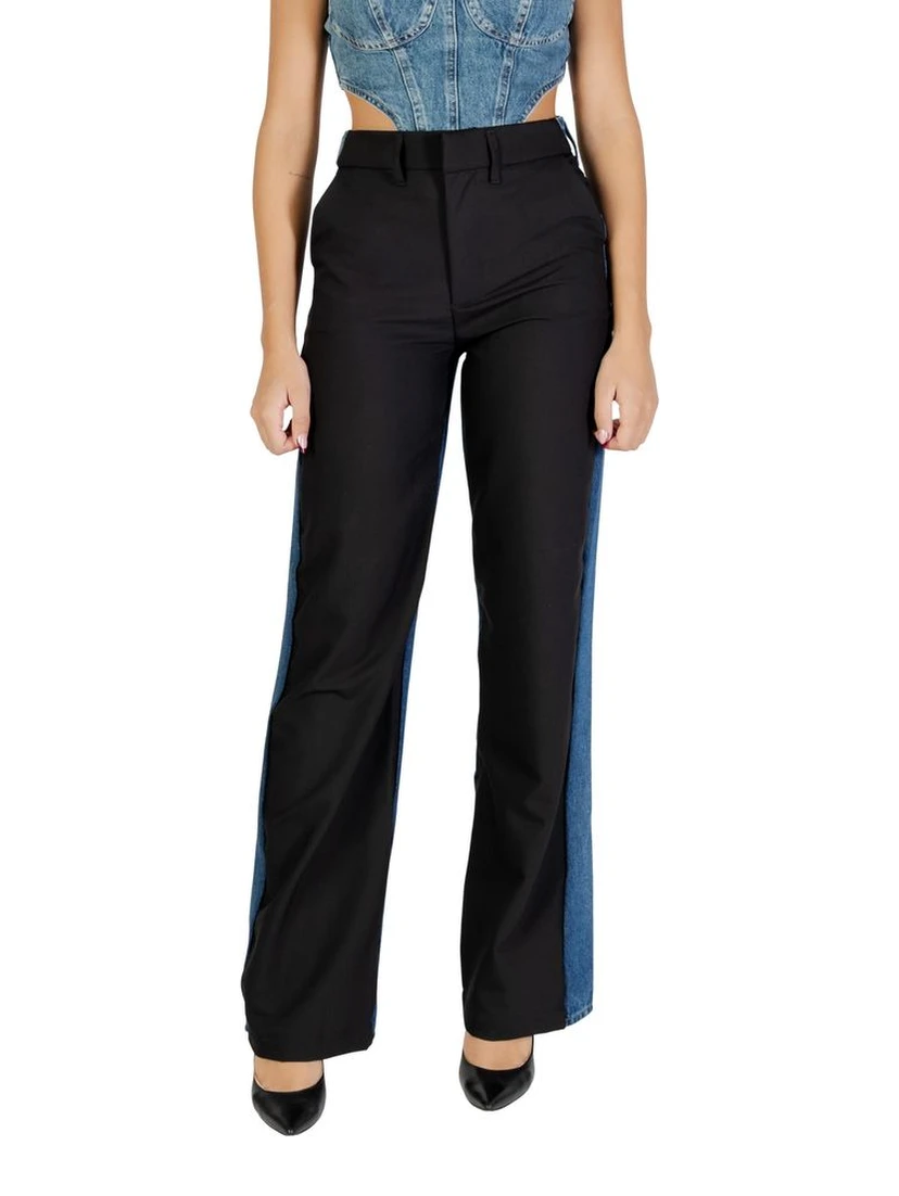 Black Polyester Mom Jeans