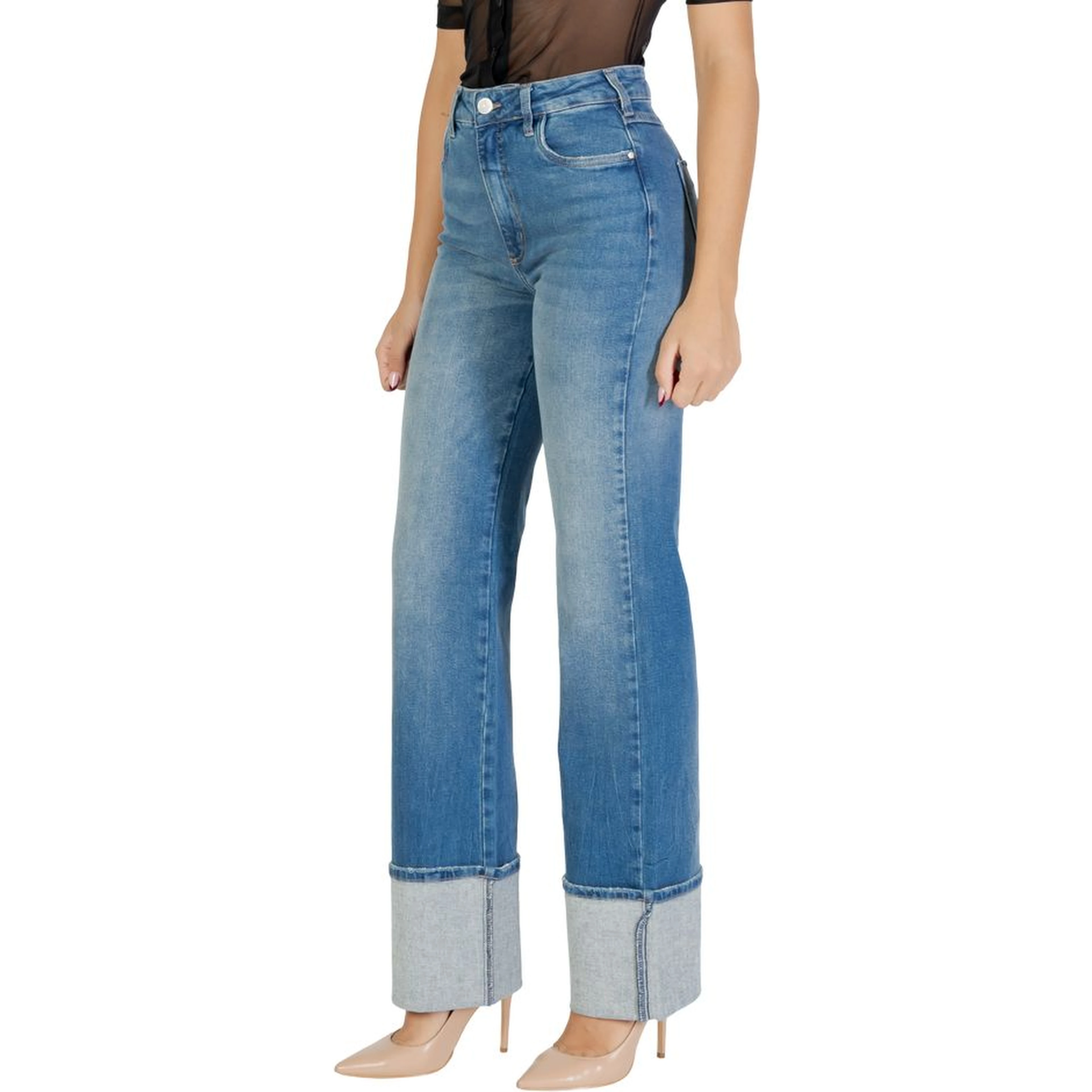 Blue Cotton Bootcut Jeans