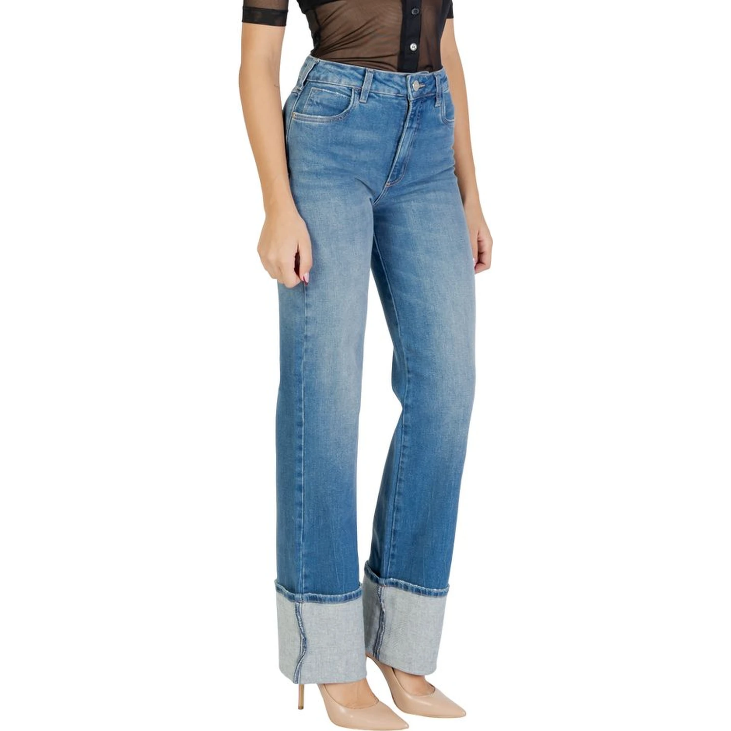 Blue Cotton Bootcut Jeans