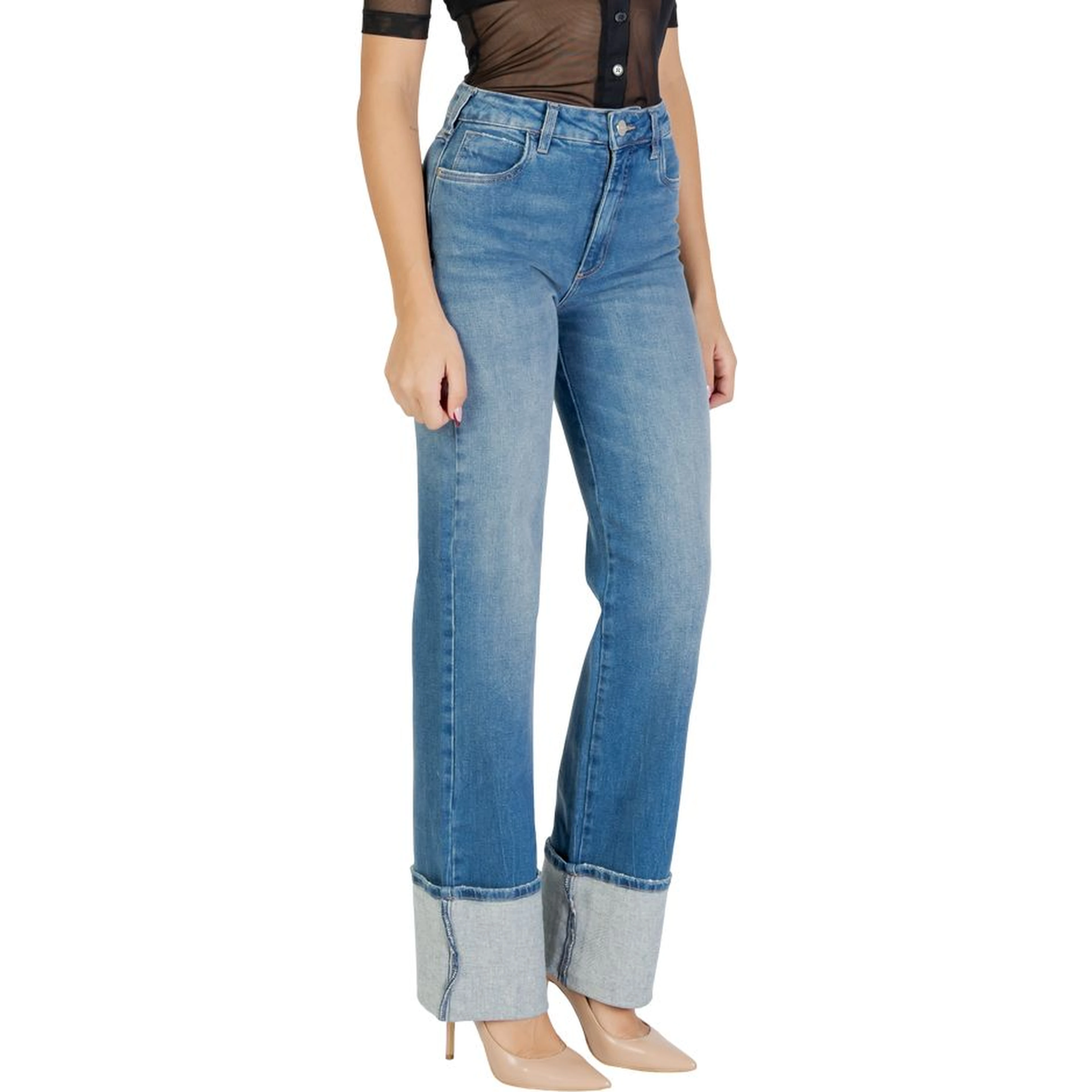 Blue Cotton Bootcut Jeans