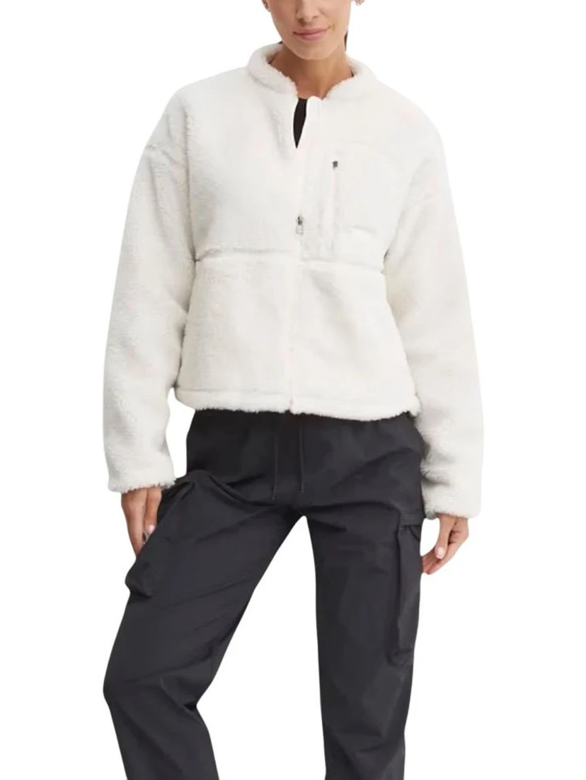 White Polyester Full-Length Jacket