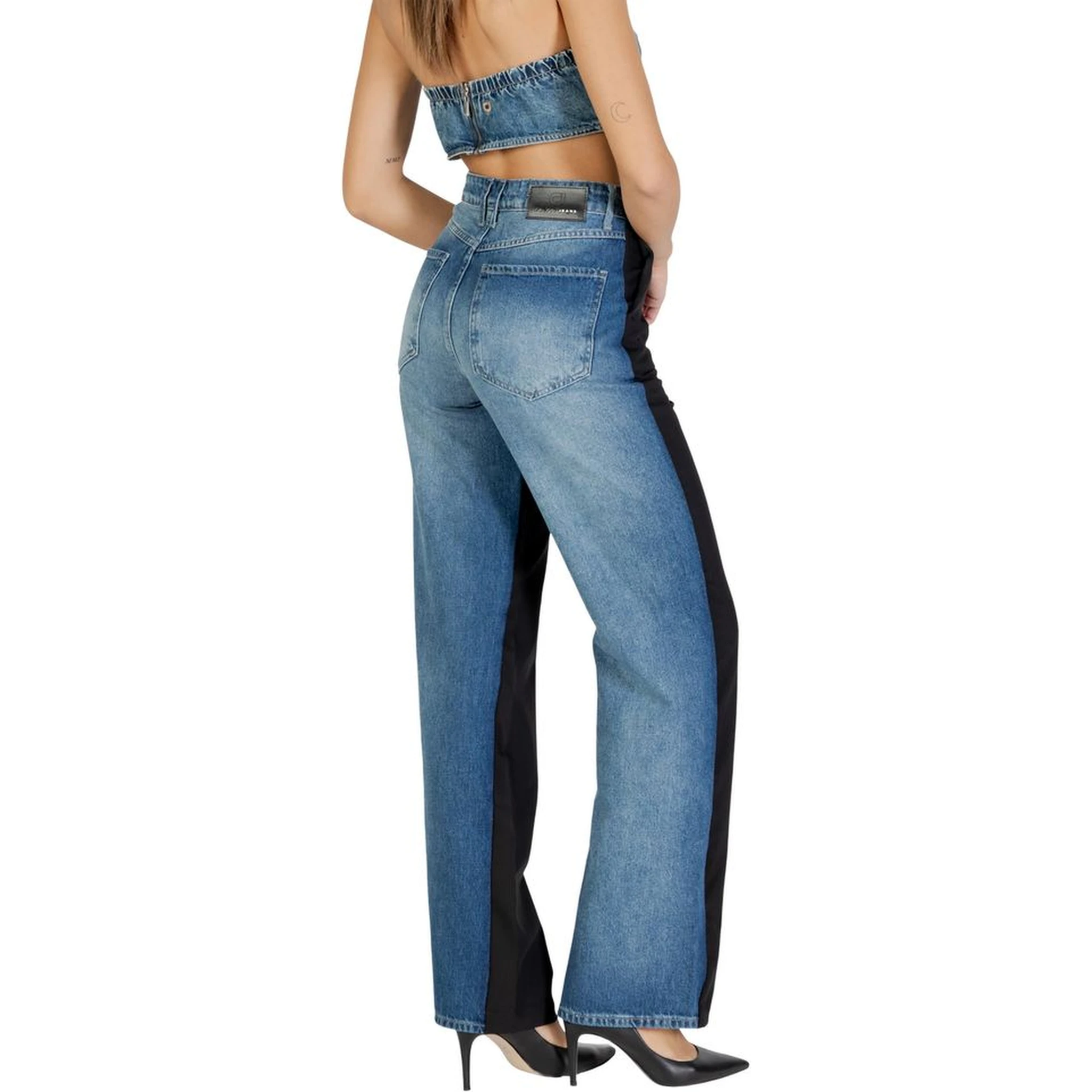 Black Polyester Mom Jeans