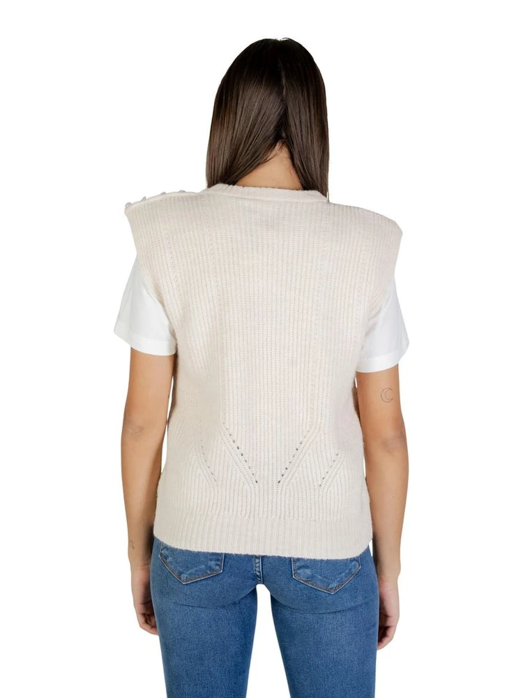 Cream Polyester Sleeveles Sweater alternative