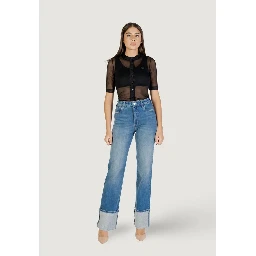 Blue Cotton Bootcut Jeans
