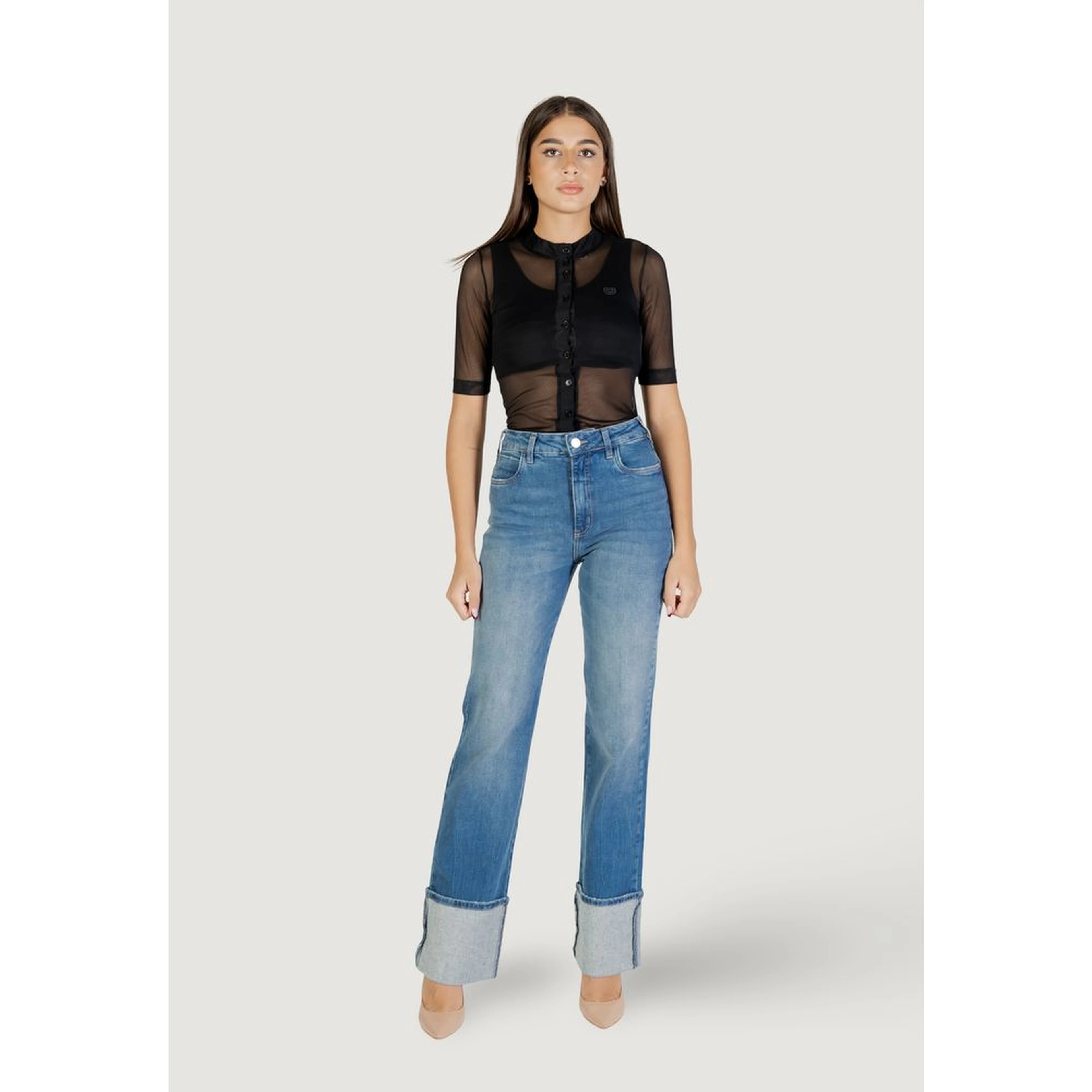 Blue Cotton Bootcut Jeans
