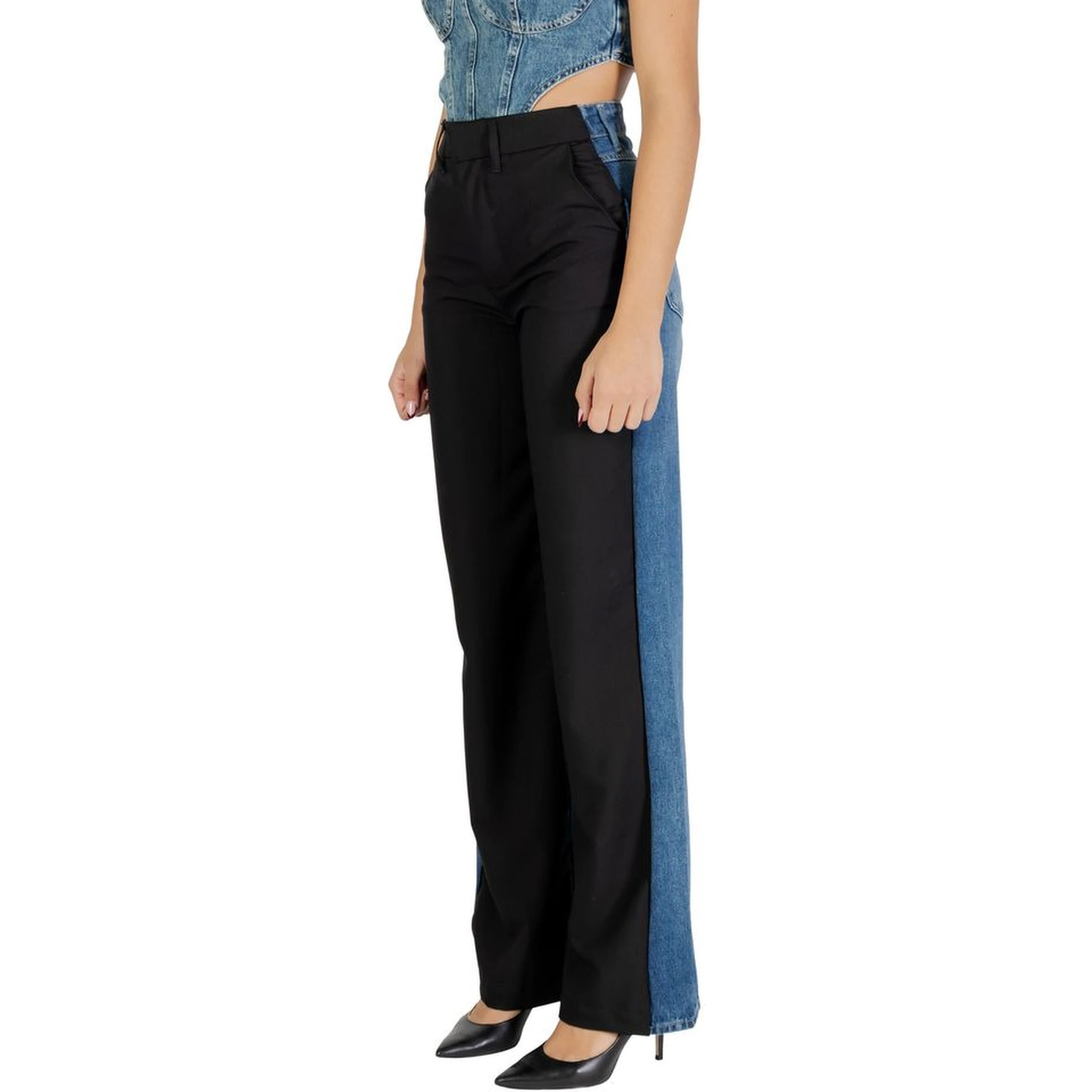 Black Polyester Mom Jeans