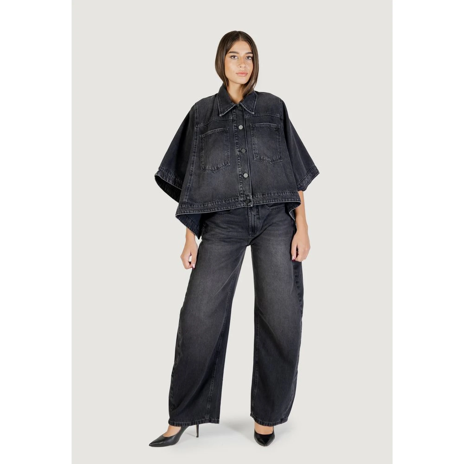 Black Cotton Denim Jacket