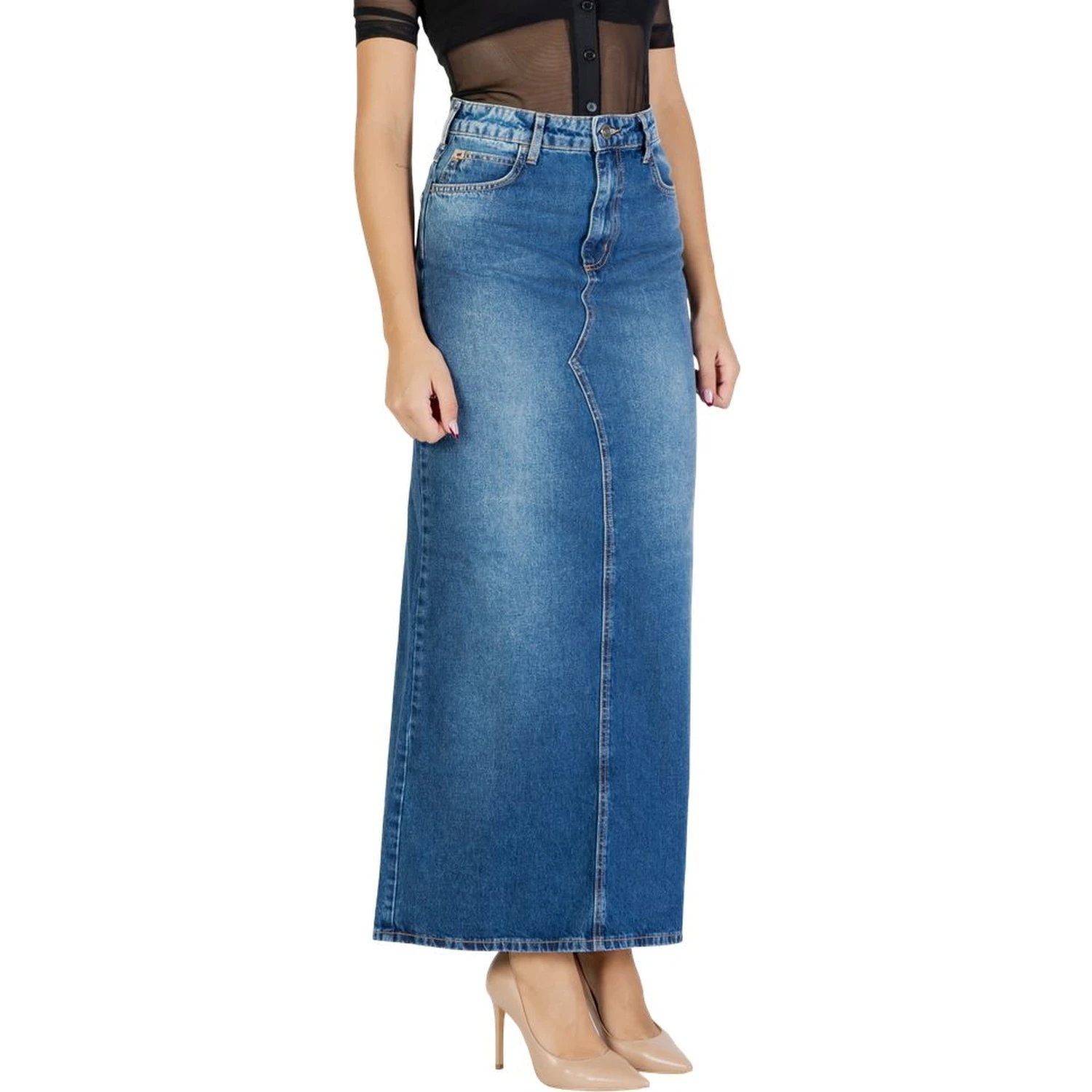 Blue Cotton Long Skirt