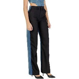 Black Polyester Mom Jeans